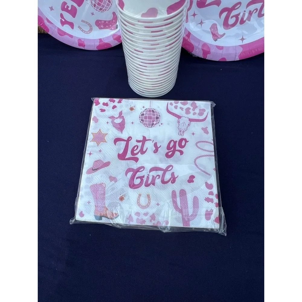 Western Cowgirl Let's Go Girls‎ Party Cup, Plates , Napkin 96
